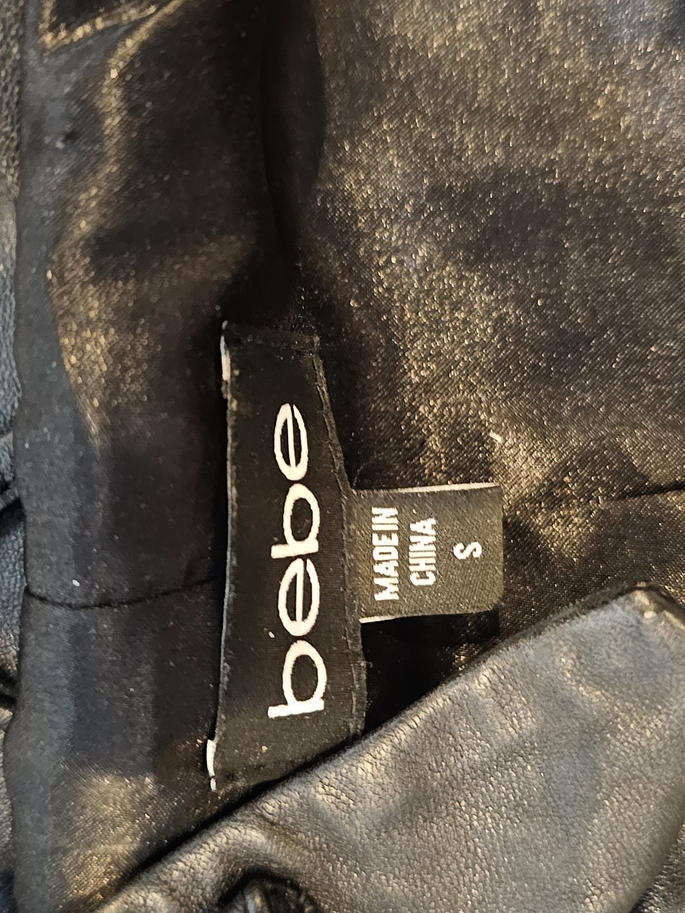 bebe Black Moto-Style Leather Jacket with Zip Pockets - Picture 2 of 7